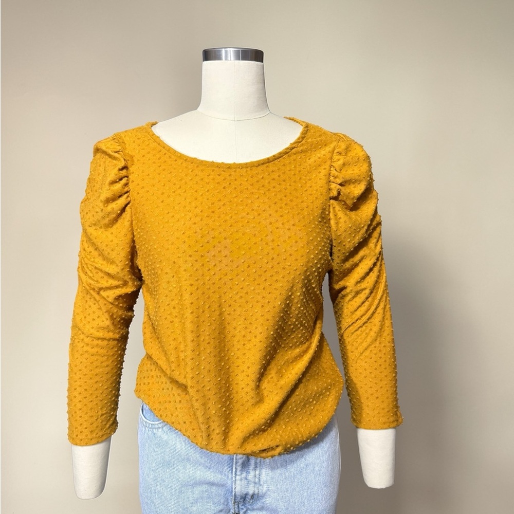 W5 Mustard Textured Long Sleeve Top
